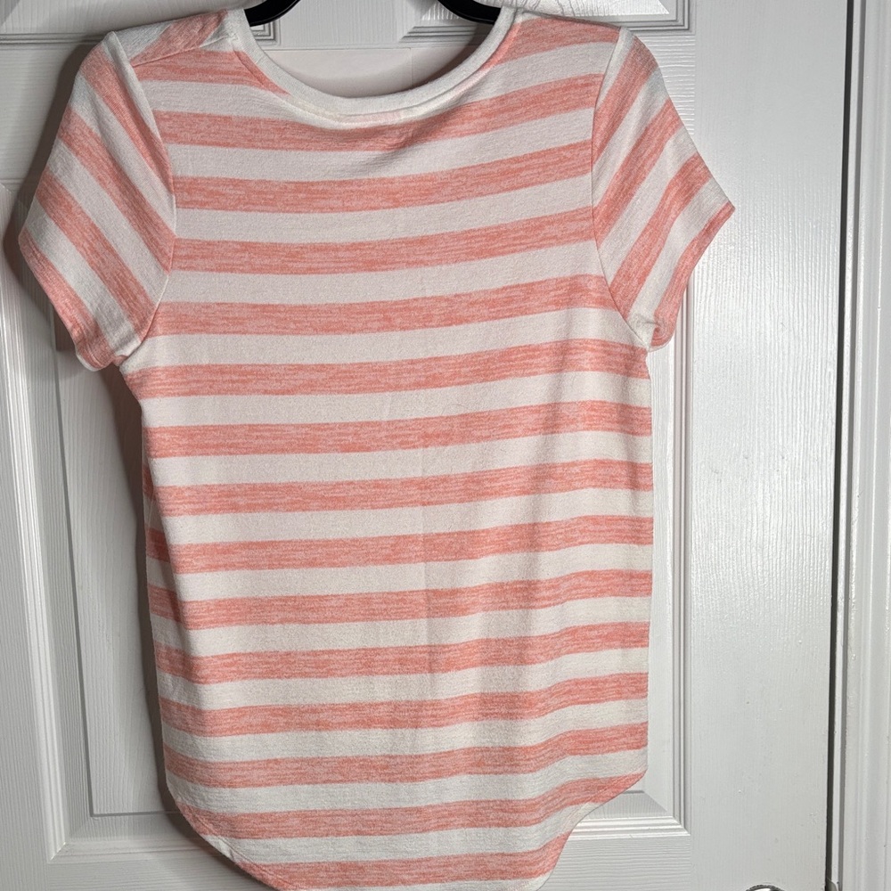 Market & Spruce Coral and White Striped Tee - Picture 3 of 4